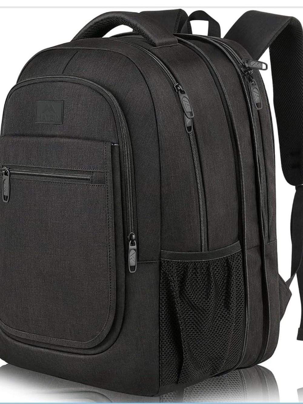 Black Travel Backpack- Expandable with laptop sleeve